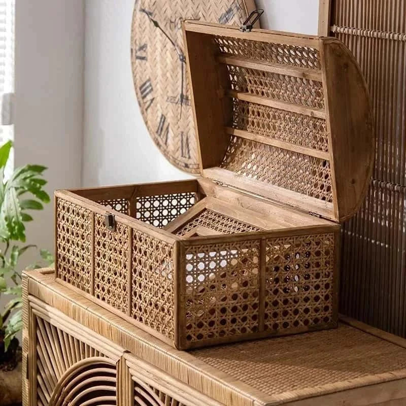 Coffre de rangement en Osier | Collection Vintage