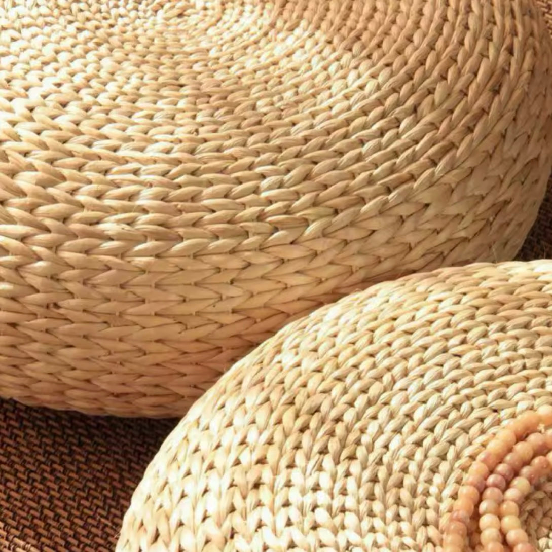 Pouf en Osier Design Rond | CLÉORA