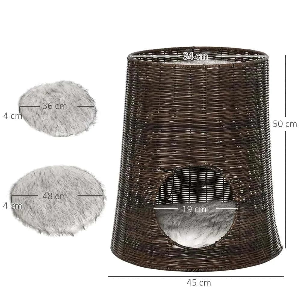 Panier en Osier pour Chat à 2 étages | DOLCE + 2 COUSSINS LAVABLES OFFERTS