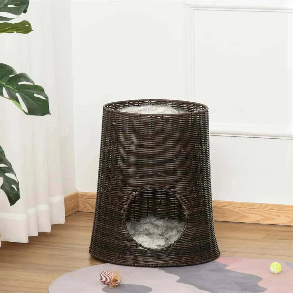 Panier en Osier pour Chat à 2 étages | DOLCE + 2 COUSSINS LAVABLES OFFERTS