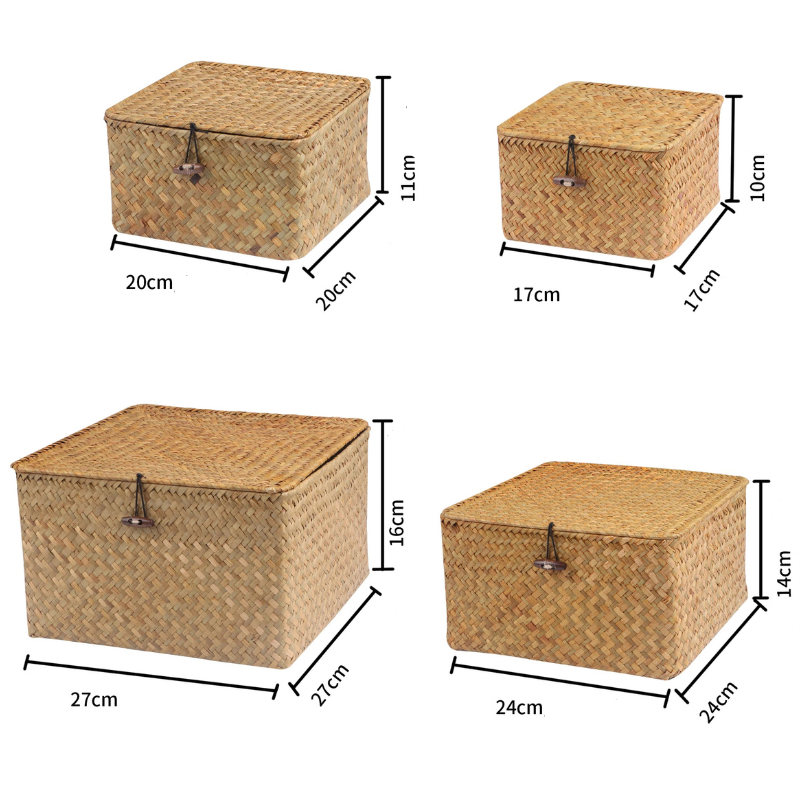 Lot de 4 paniers de rangements avec couvercles | PILO