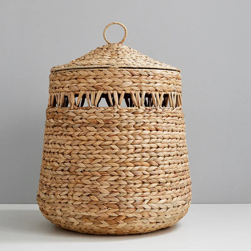 Panier de Rangement en Osier avec Couvercle | Style Nordique