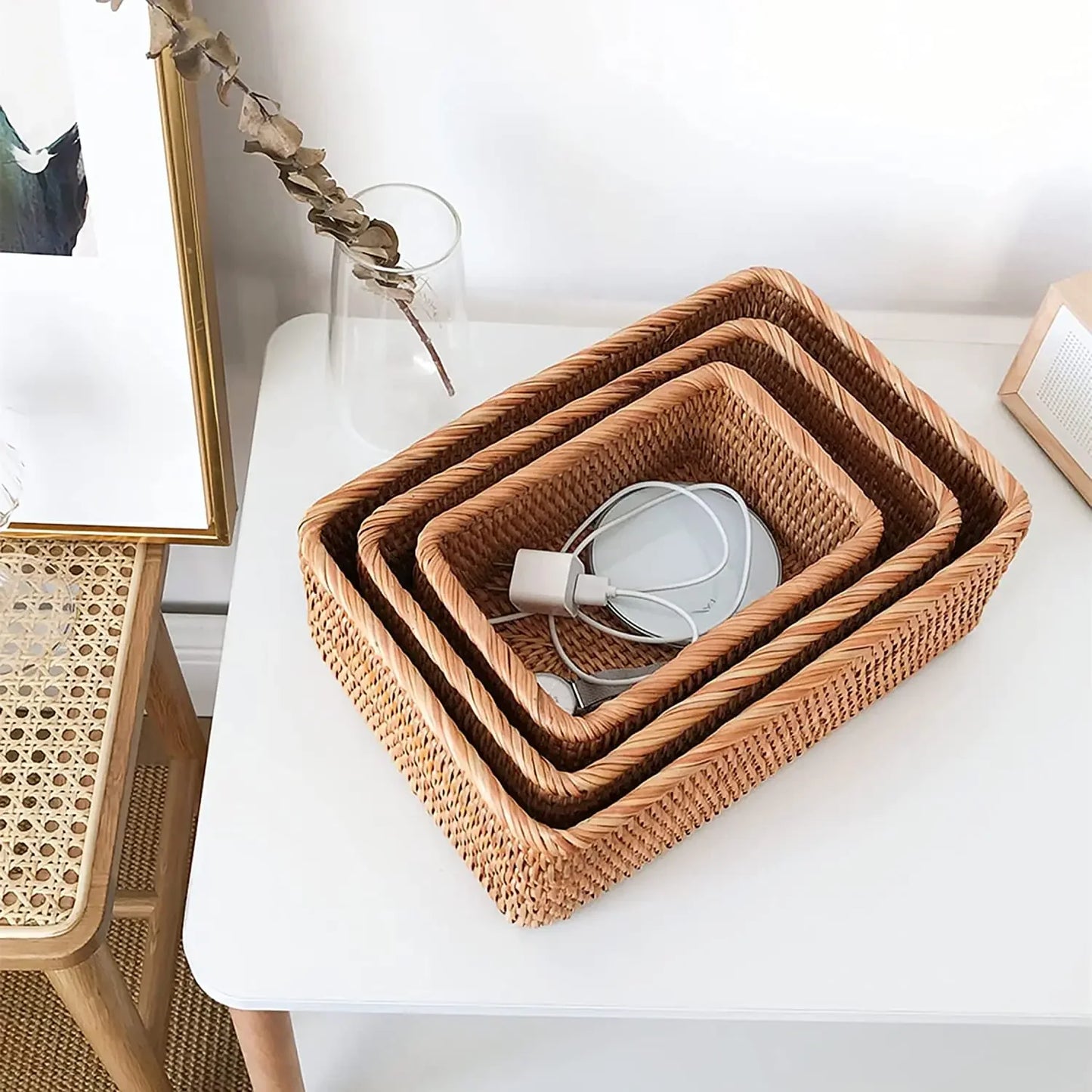 Paniers de Rangement Rectangulaires en Osier | LORIA – 3 Tailles Disponibles