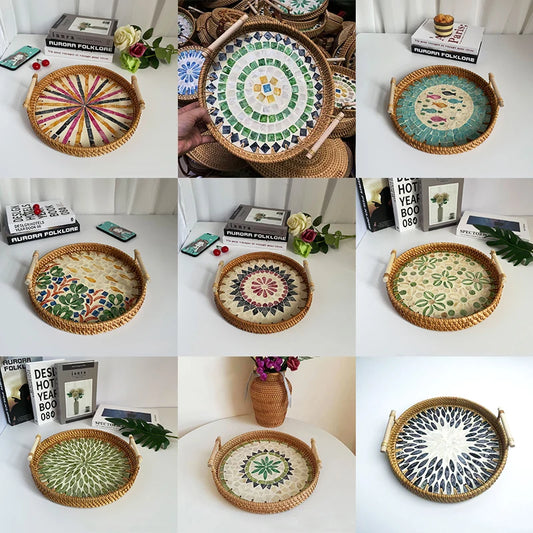 Plateau en Osier Tressé Coquillages | NARIMA