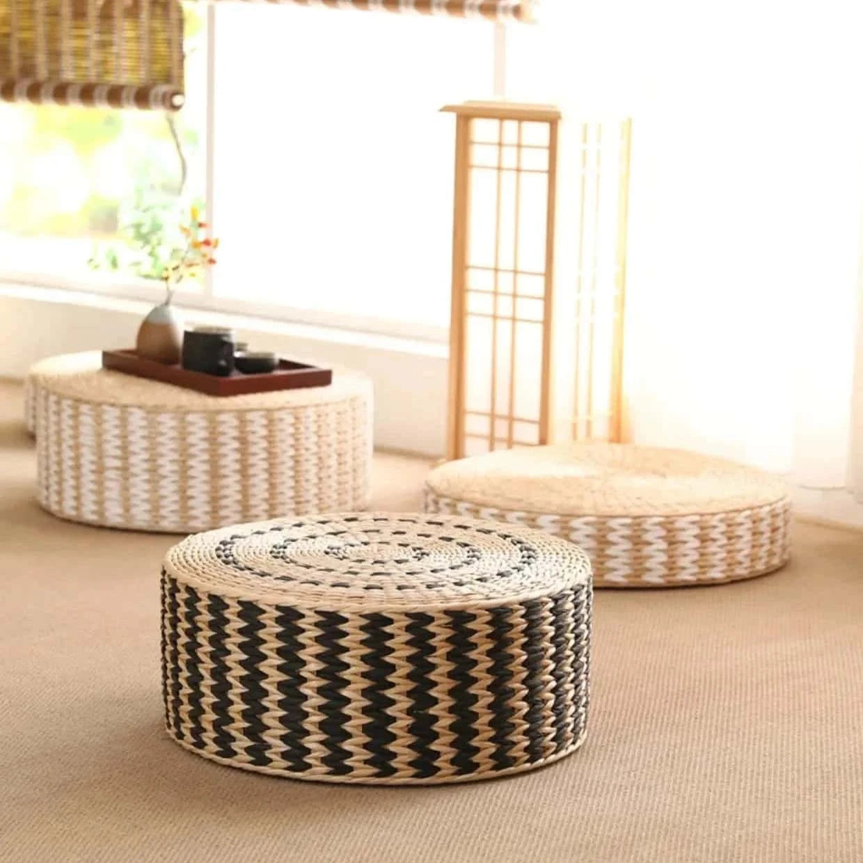 Pouf Japonais en Osier | CLÉA