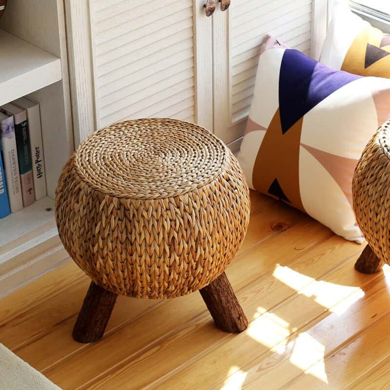 Pouf en Osier & Bois | AUREA