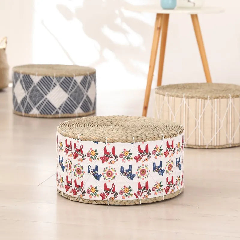 Pouf en Osier Motif | PALA – Plusieurs Designs Disponibles