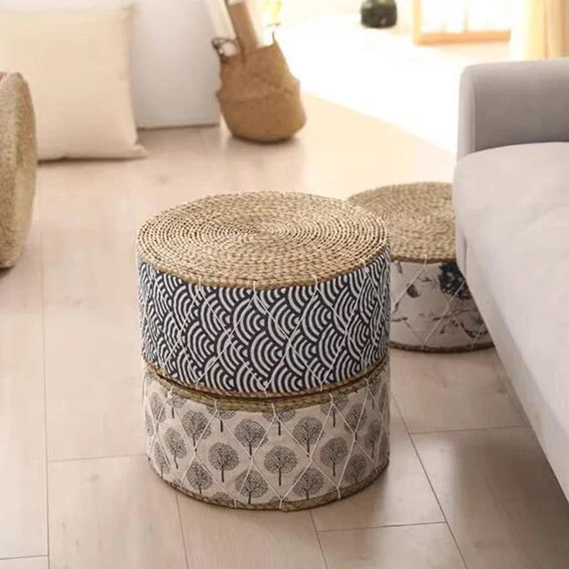 Pouf en Osier Motif | PALA – Plusieurs Designs Disponibles