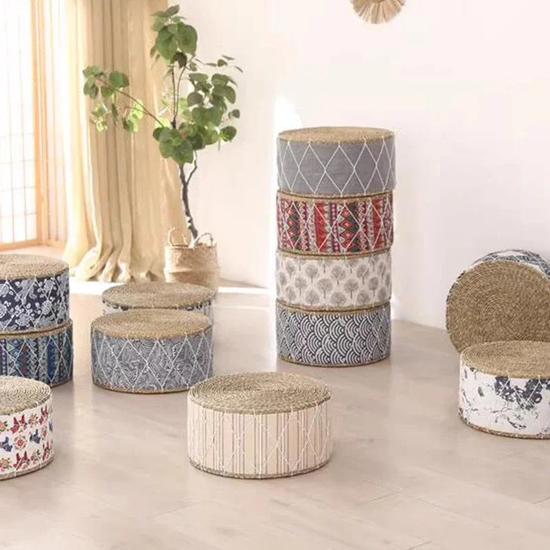 Pouf en Osier Motif | PALA – Plusieurs Designs Disponibles