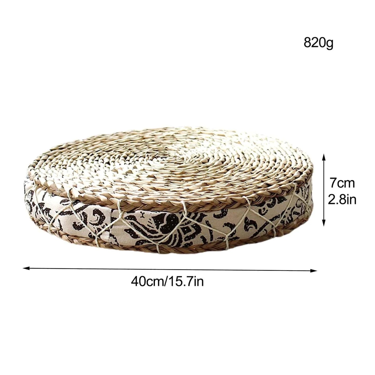 Pouf en Osier avec Motifs Floraux | PAZIA
