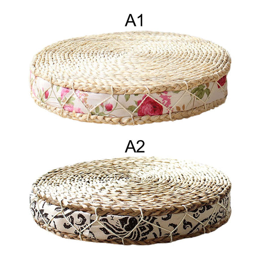 Pouf en Osier avec Motifs Floraux | PAZIA