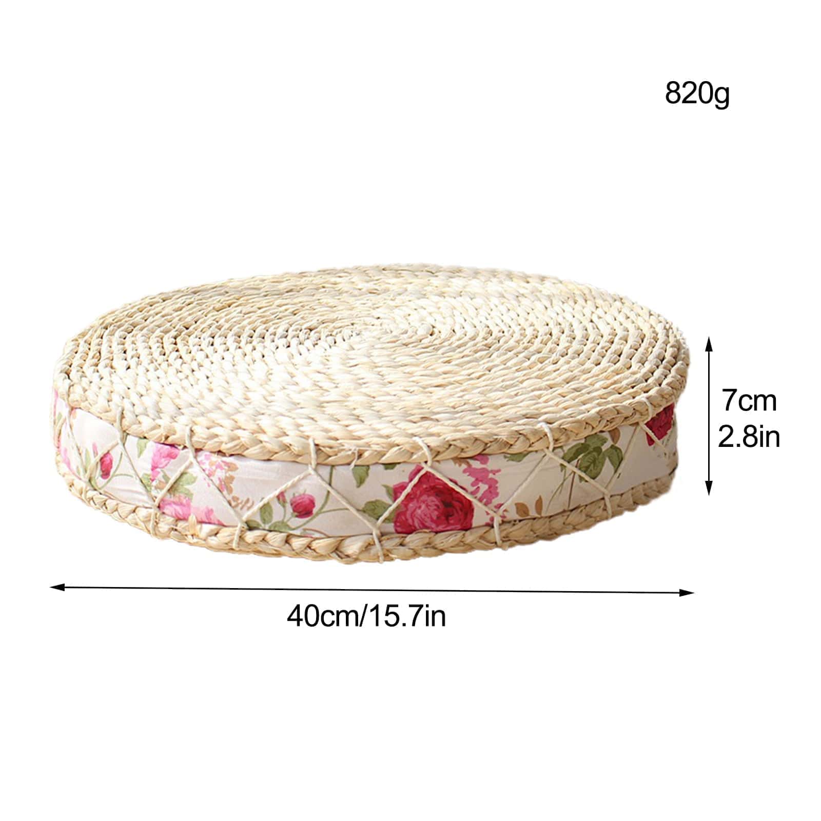 Pouf en Osier avec Motifs Floraux | PAZIA