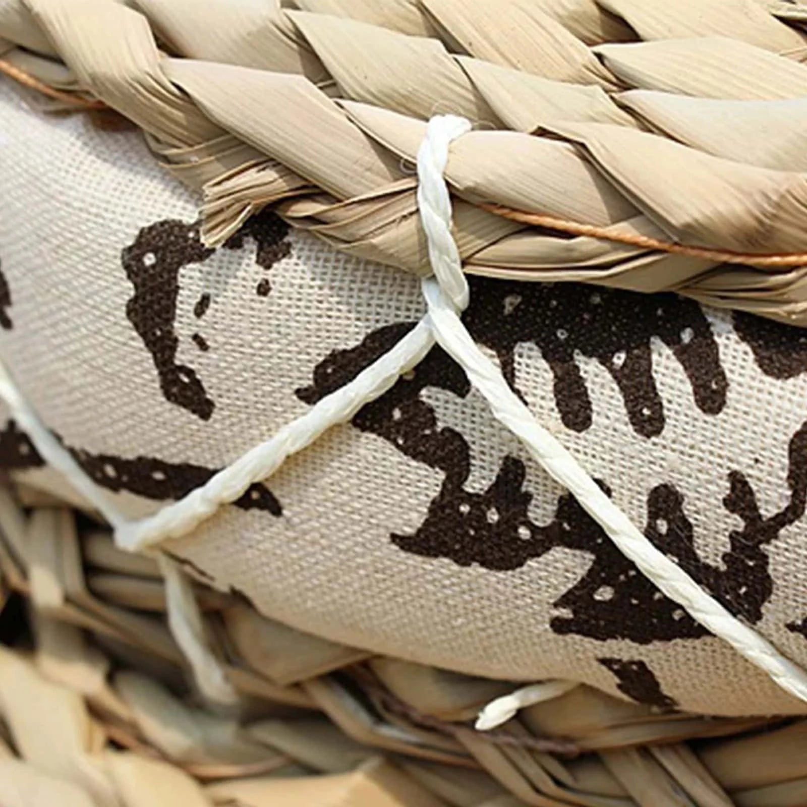 Pouf en Osier avec Motifs Floraux | PAZIA