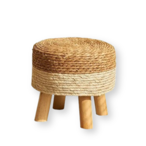 Pouf en Osier sur Pieds en Bois | OLIO – Plusieurs Coloris au Choix