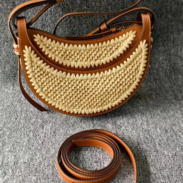 Sac Épaule Lune en Rafia | French Style