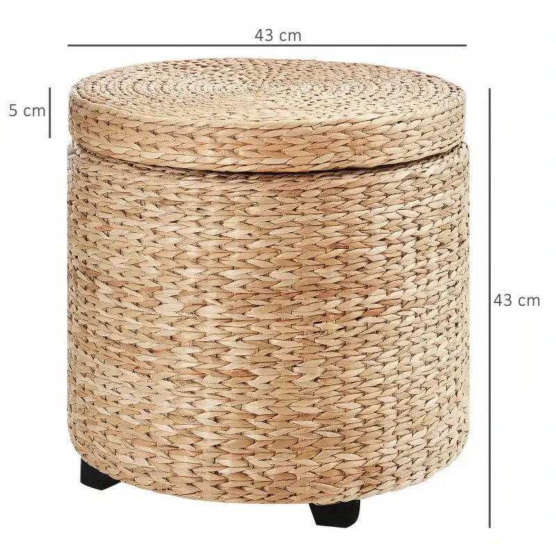 Tabouret avec Rangement en Osier Kaki | FUB