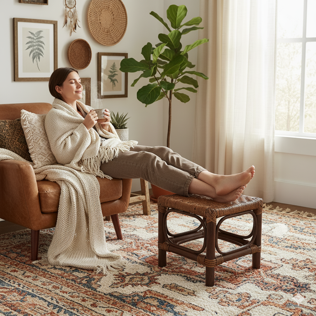 Tabouret en Osier Artisan | BILAMO