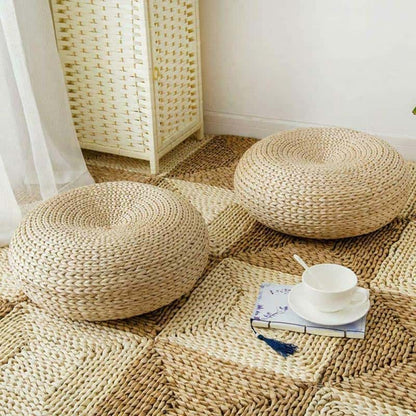 Pouf en Osier Design Rond | CLÉORA