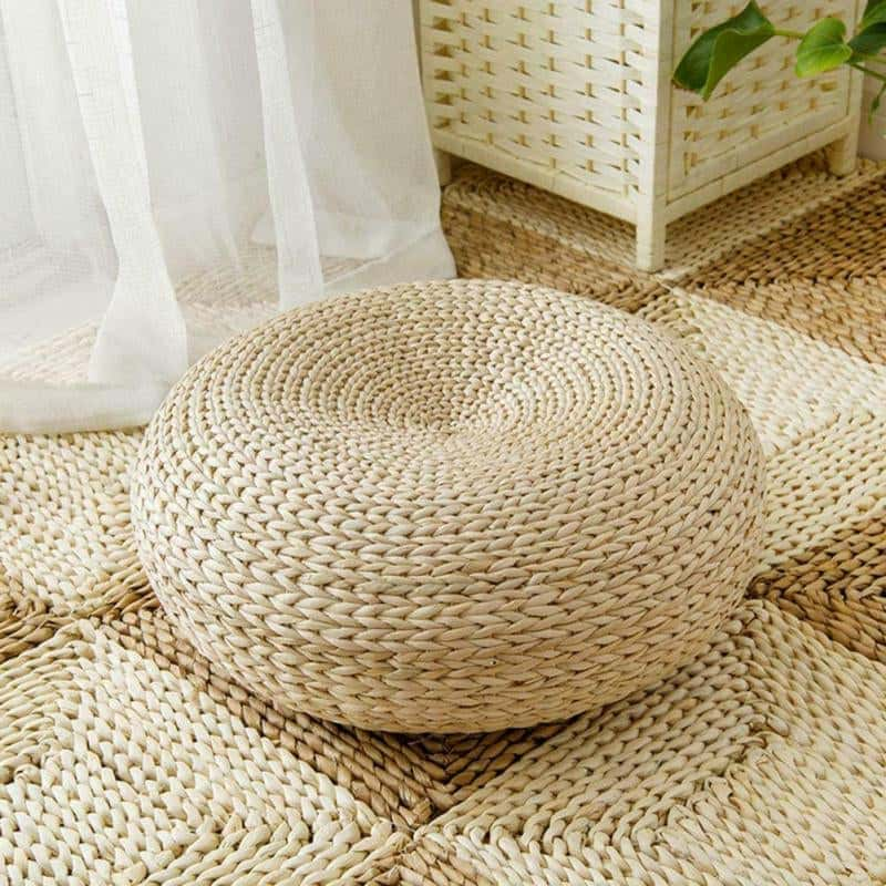 Pouf en Osier Design Rond | CLÉORA