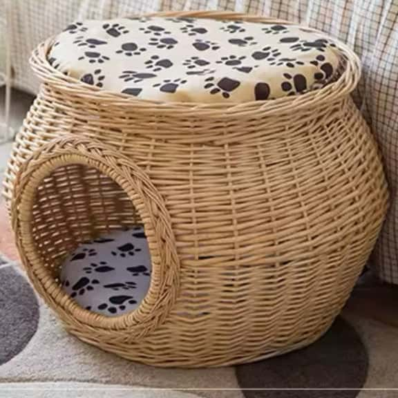 Panier Igloo en Osier pour Chat | NOVA