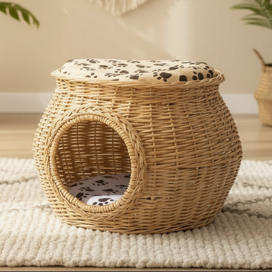 Panier Igloo en Osier pour Chat | NOVA