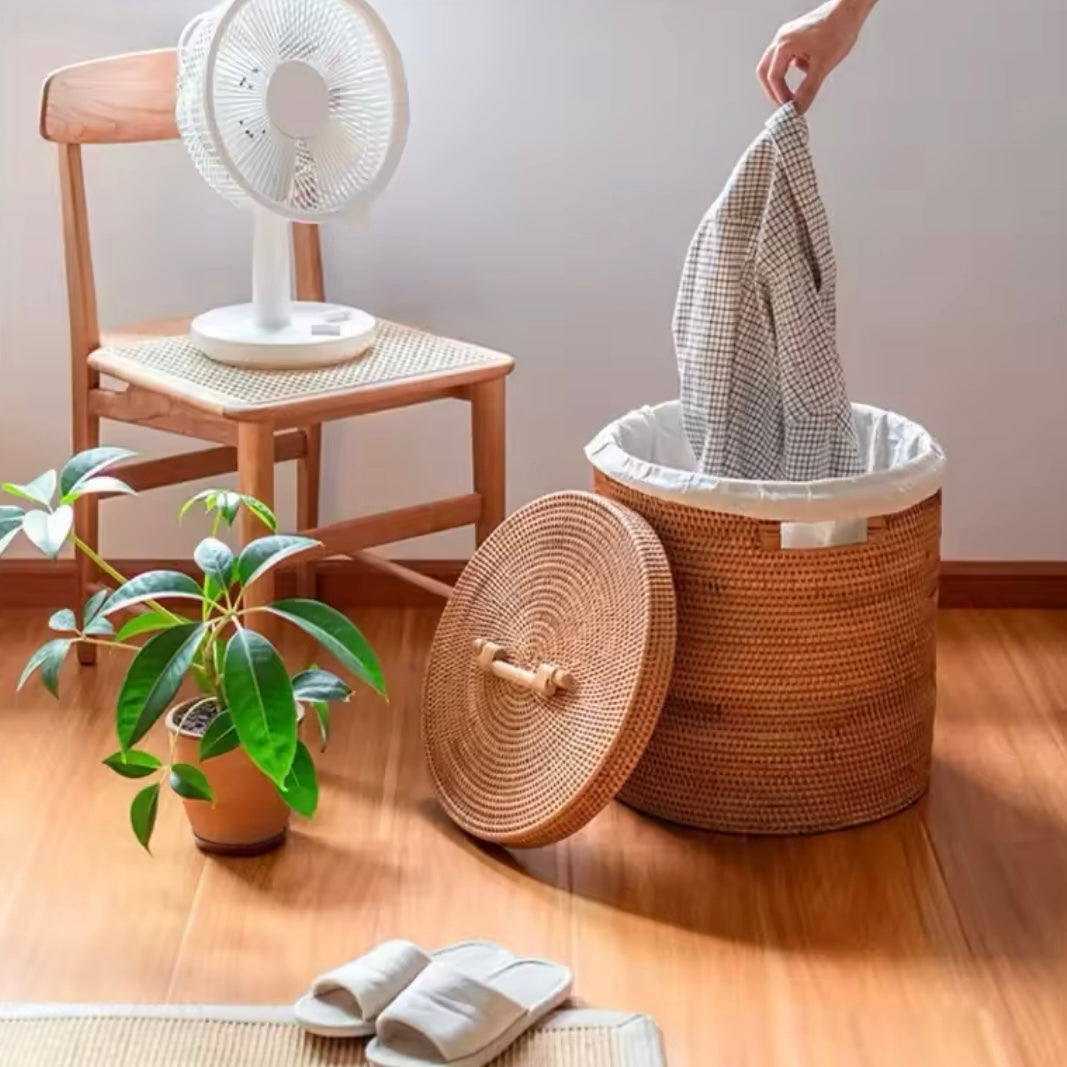 Panier à Linge en Osier avec couvercle | Collection Printemps