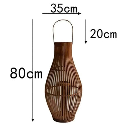 Grande Lampe bougeoir avec anses en osier | JUSTINEA