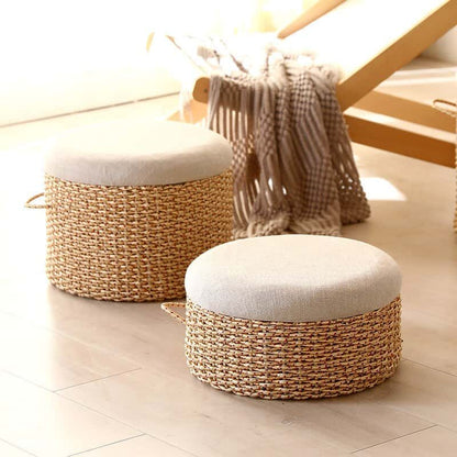 Pouf en Cordes Tressées avec Coussin | SÉLIA