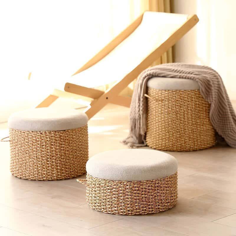 Pouf en Cordes Tressées avec Coussin | SÉLIA