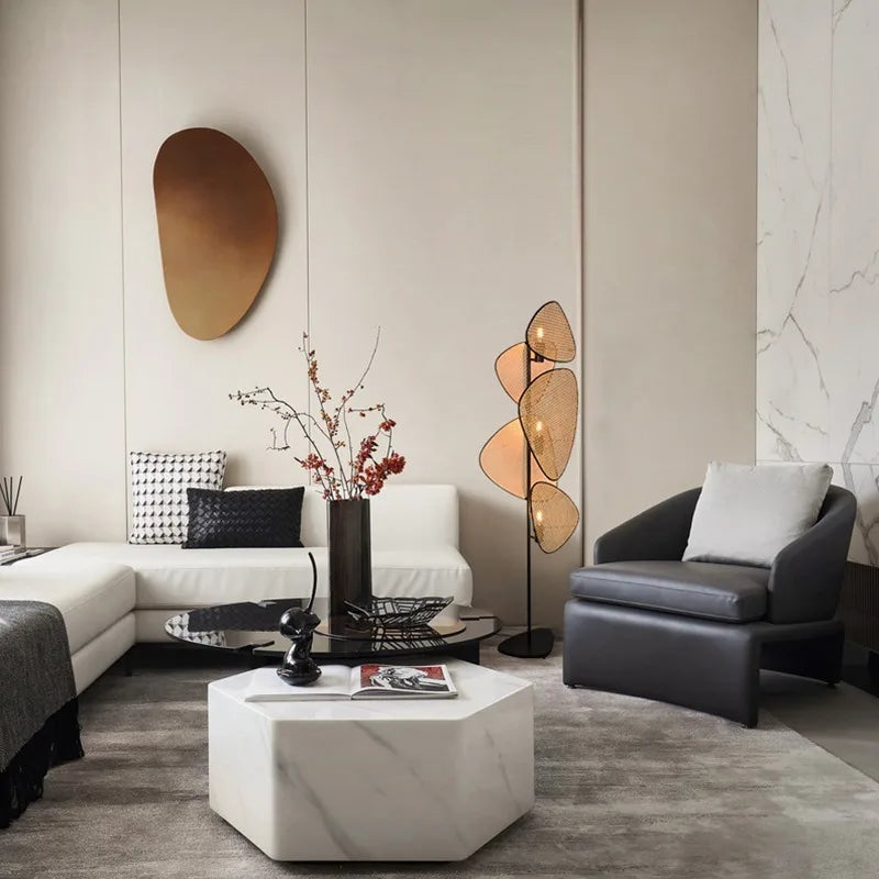 Lampadaire Feuillage en Osier Naturel | ELORIA