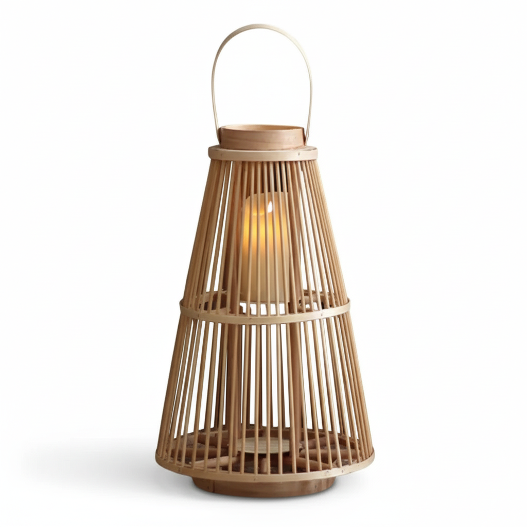 Grande Lampe bougeoir en osier | BOUGEA