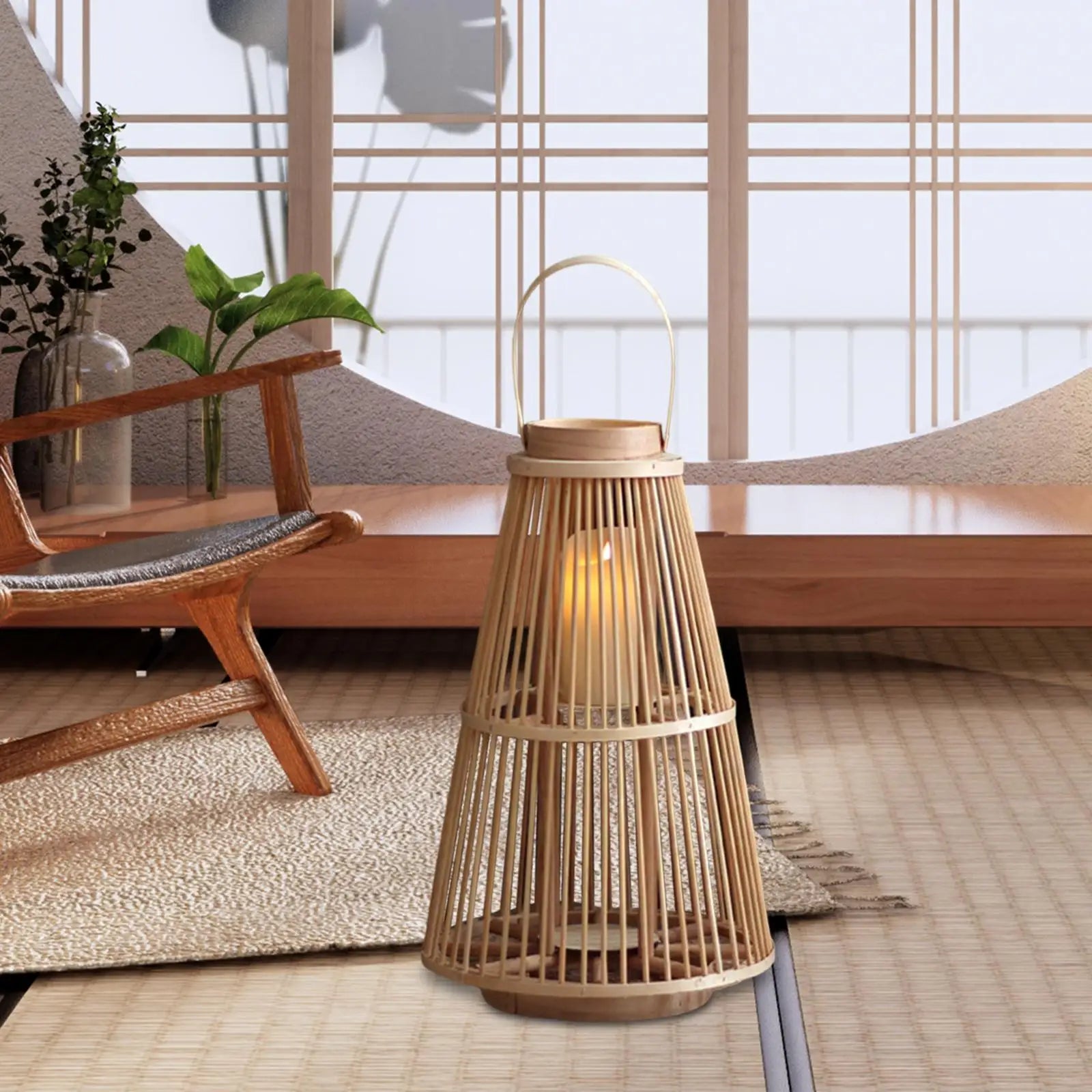 Grande Lampe bougeoir en osier | BOUGEA