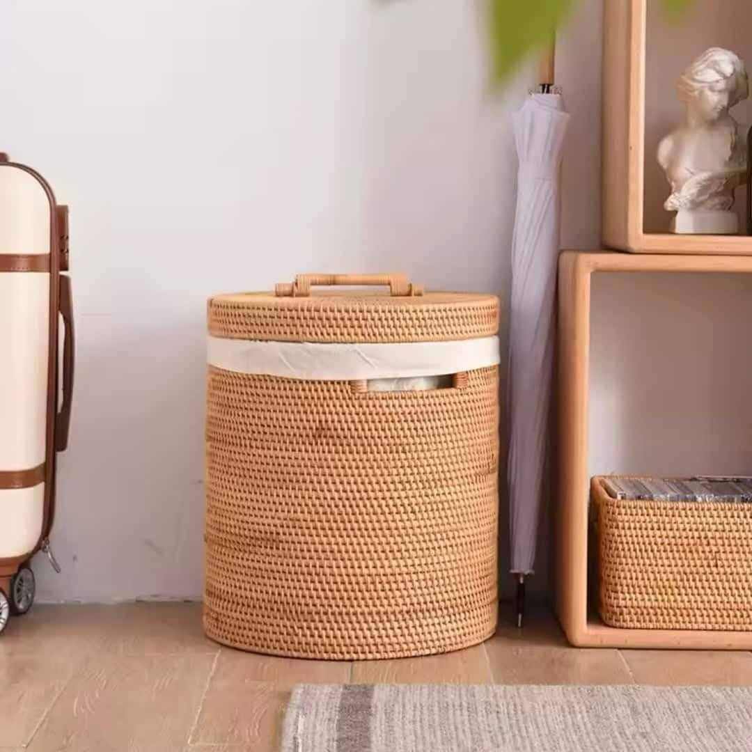 Panier à Linge en Osier avec couvercle