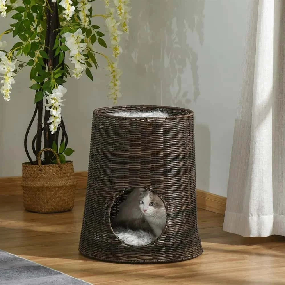 Panier en Osier pour Chat à 2 étages | DOLCE +  2 COUSSINS LAVABLES OFFERTS