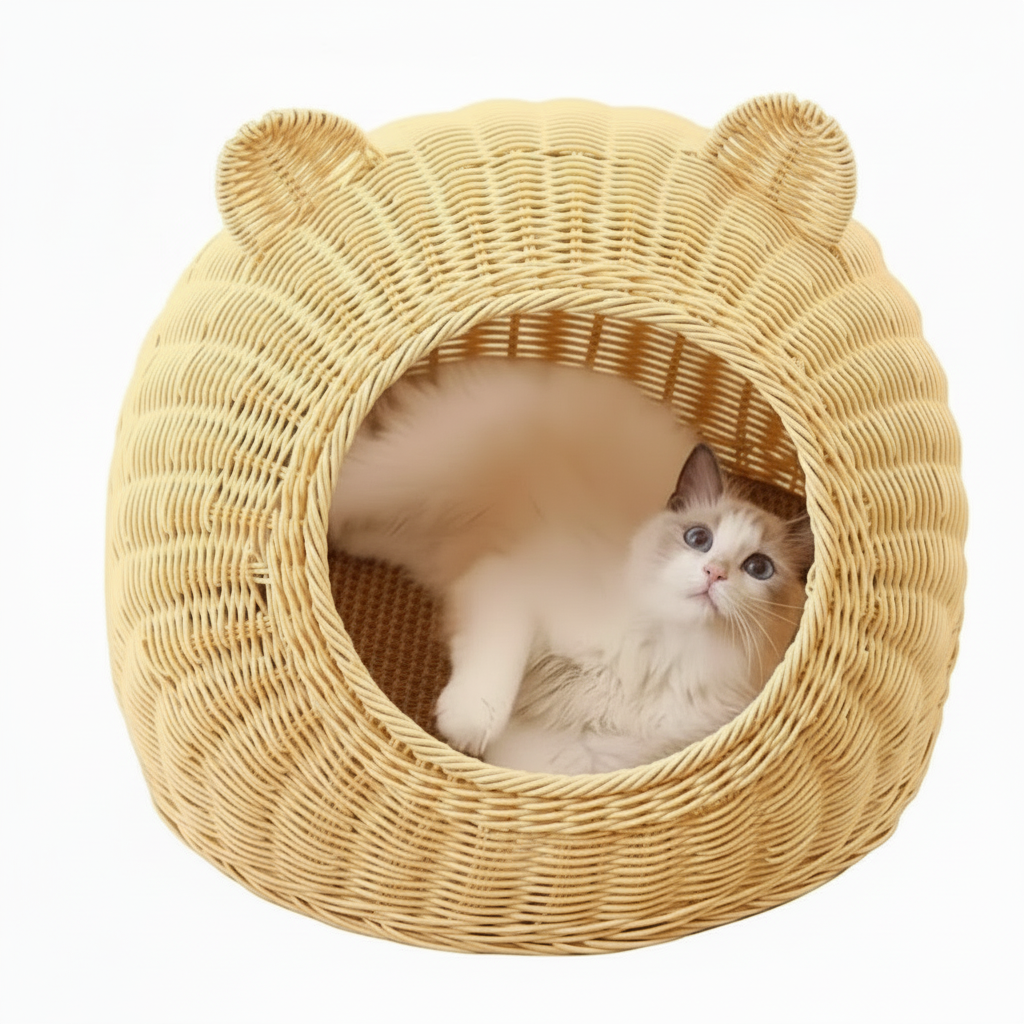 Panier en Osier pour Chat – Niche Douillette au Design Naturel