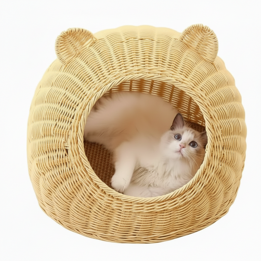 Panier en Osier pour Chat – Niche Douillette au Design Naturel
