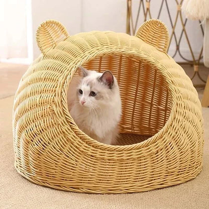 Panier en Osier pour Chat – Niche Douillette au Design Naturel