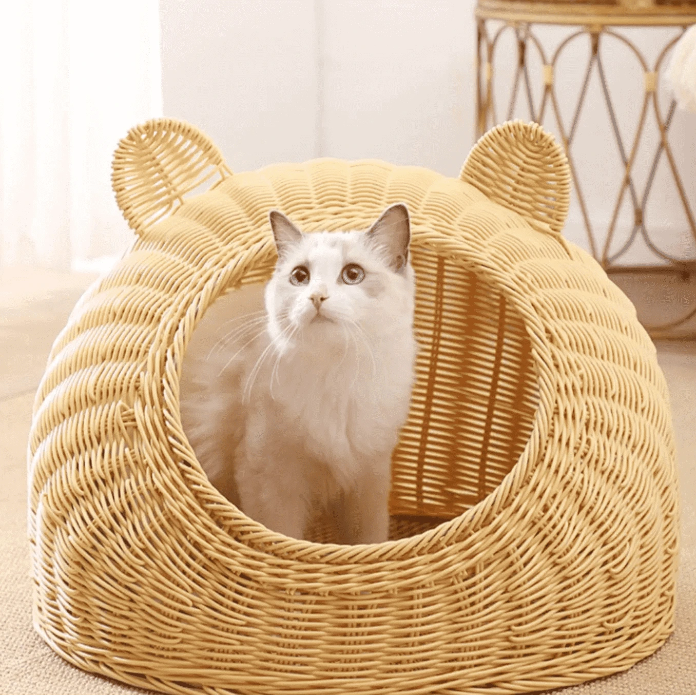 Panier en Osier pour Chat – Niche Douillette au Design Naturel