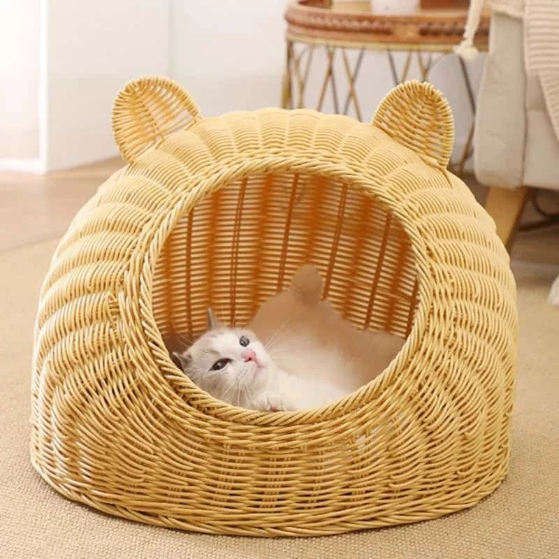Panier en Osier pour Chat – Niche Douillette au Design Naturel