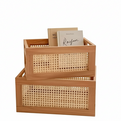 Panier de Rangement en Bois et Osier | LUNARA