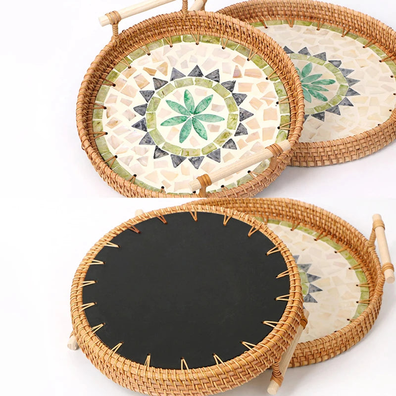Plateau en Osier Tressé Coquillages | NARIMA