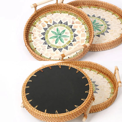 Plateau en Osier Tressé Coquillages | NARIMA