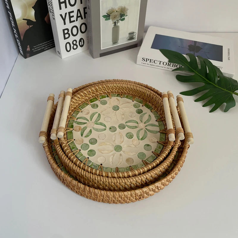 Plateau en Osier Tressé Coquillages | NARIMA