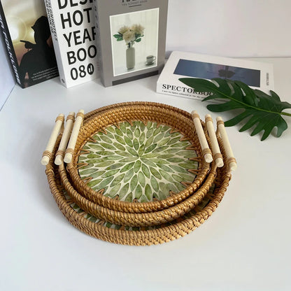 Plateau en Osier Tressé Coquillages | NARIMA