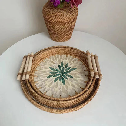 Plateau en Osier Tressé Coquillages | NARIMA