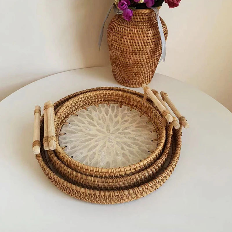 Plateau en Osier Tressé Coquillages | NARIMA