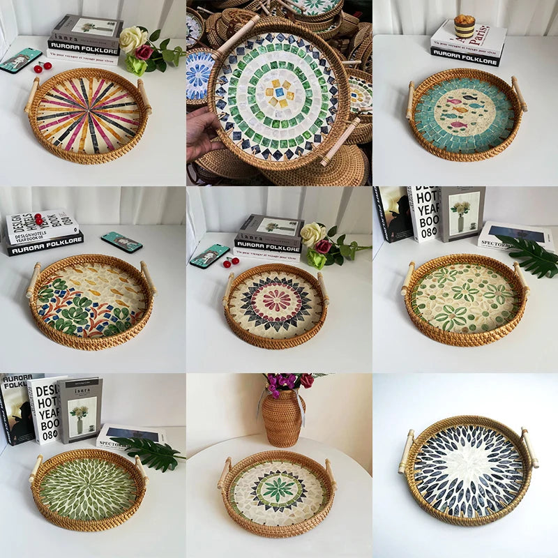 Plateau en Osier Tressé Coquillages | NARIMA