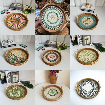 Plateau en Osier Tressé Coquillages | NARIMA