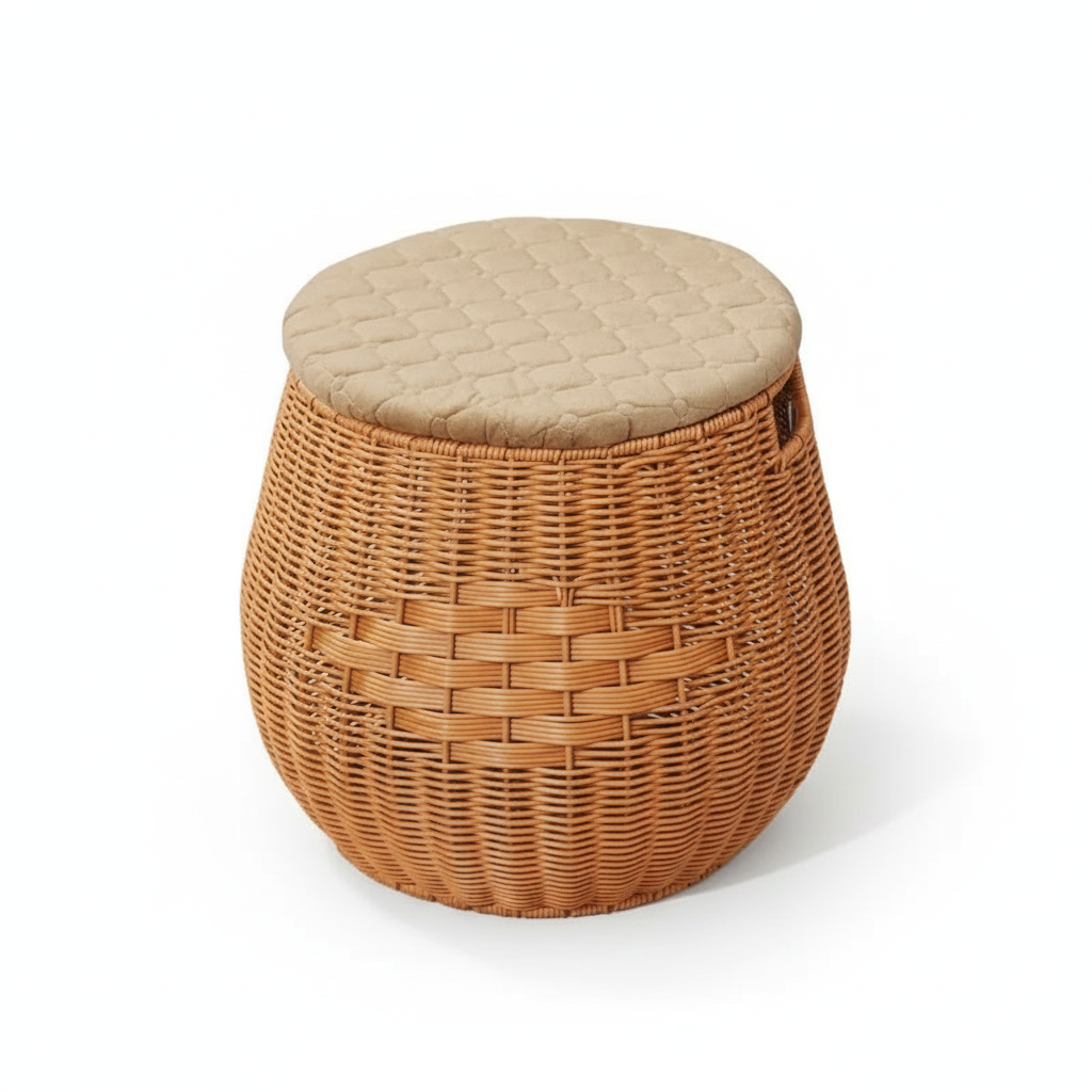 Pouf avec rangement en osier | TONEA
