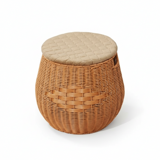 Pouf avec rangement en osier | TONEA
